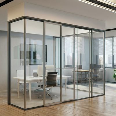 شراء القواسم الألومنيوم الإطار المنزلق الزجاج المزدوج مكتب الزجاج الحائط online manufacture