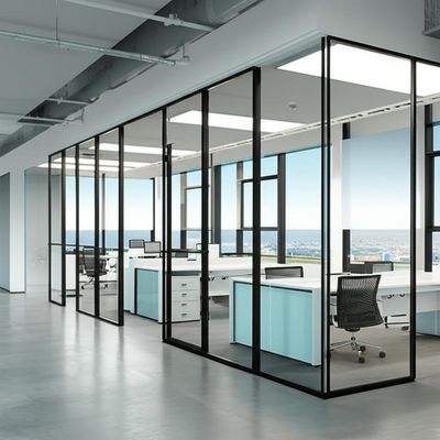 سعر جيد Single Glazed Office Glass Partition Wall with Sound Insulation and 108mm/90mm Thickness for Panoramic System الانترنت