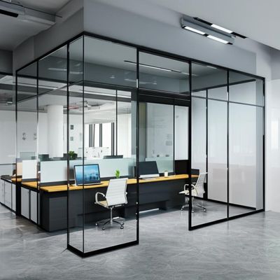 سعر جيد Single Glazed Aluminium Frame Glass Partition Wall with 30-42dB Sound Insulation and Customizable Design for Sturdy Durable Office Use الانترنت